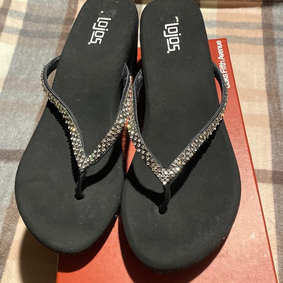 Black Crystal and Metal Studs Sparkling Platform Sandals - Picture 11 of 14